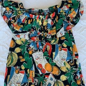 J. Crew Ruffle Top in Postcard Print